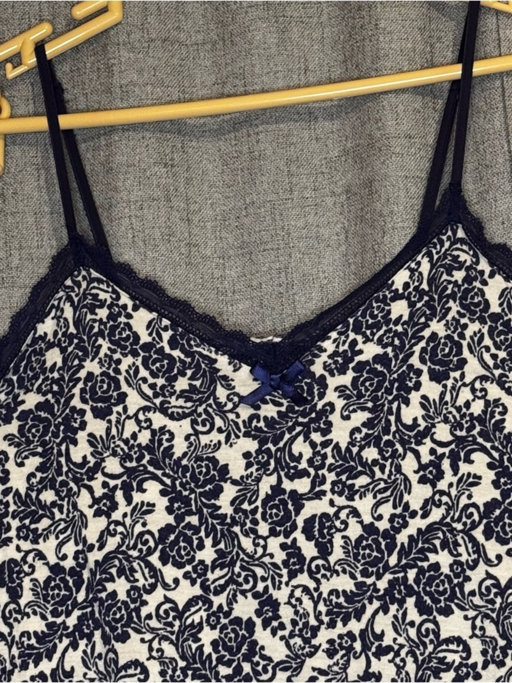 Ellen Tracy 3pc Pajama Set S Navy Floral Nightgown Robe Belt - Picture 7 of 8